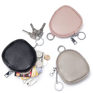 迷你小钱包女头层简约钥匙扣硬币零钱包挂扣耳机粉饼包包