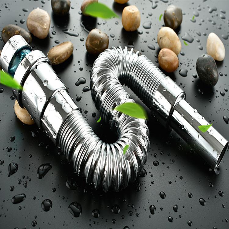 电镀下水管 塑料波纹下水管 防臭可伸缩下水管钢丝下水管定制