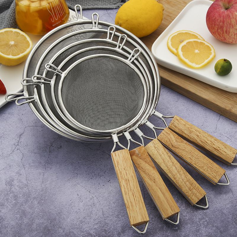 不锈钢网漏豆浆果汁网筛厨房滤油勺手持双耳面粉筛油漏勺