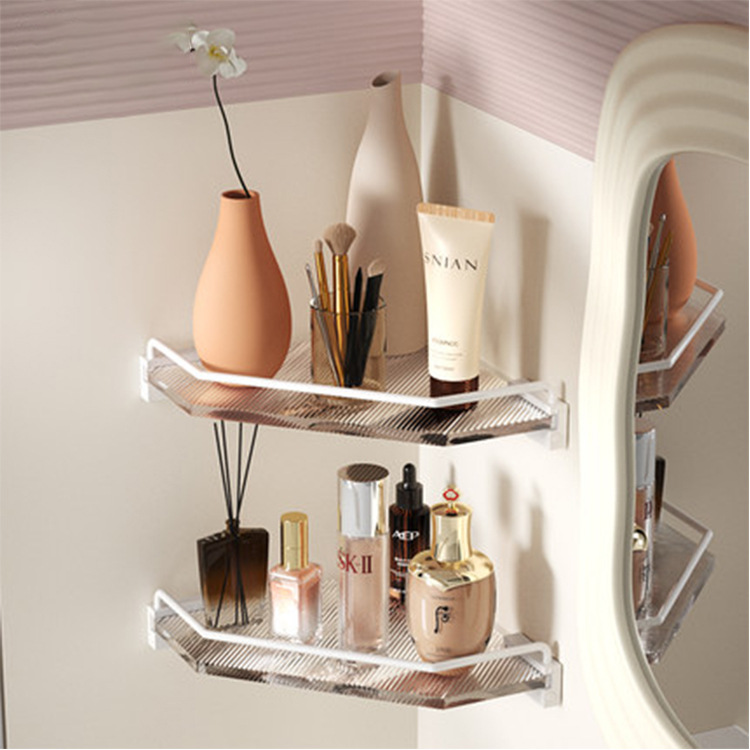 浴室亚克力三角架卫生间免打孔洗澡间墙角置物架壁挂浴巾架三角蓝