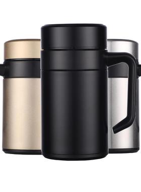 男士手柄办公保温杯不锈钢茶杯礼品刻字双层真空水杯子杯定制