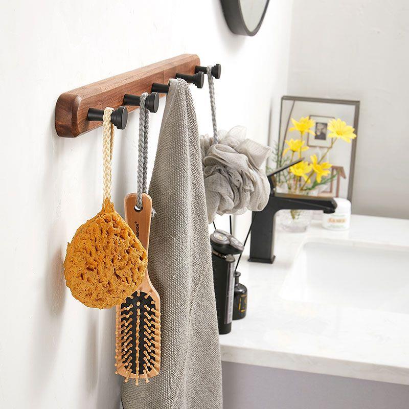 免打孔日式简易挂衣钩门后挂钩进门玄关厨房卫生间木质挂衣钩浴室