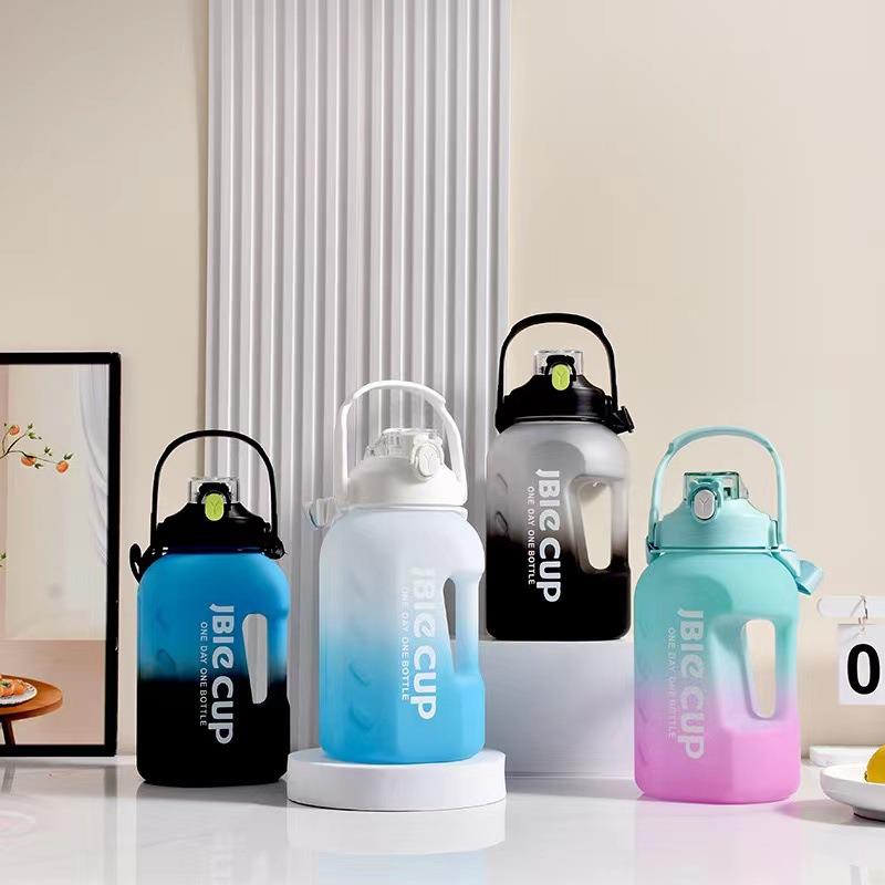 新款网红渐变健身男女生吨吨桶太空杯大容量水杯运动双饮弹跳水壶