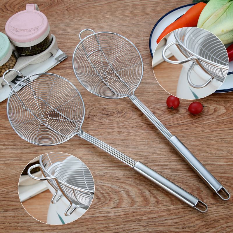不锈钢线漏勺家用厨房火锅大漏勺网筛牛肉火锅双钩笊篱小网漏