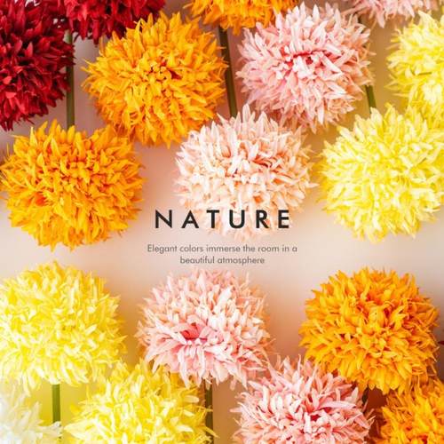 长杆单枝大拉丝球菊花束插花仿真花假花人造花装饰花绢花塑料花定