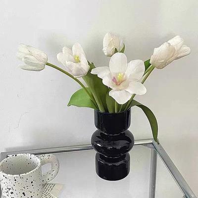 简约黑色花瓶摆件景德镇桌面装饰禅意干花花束客厅中式插花复古定