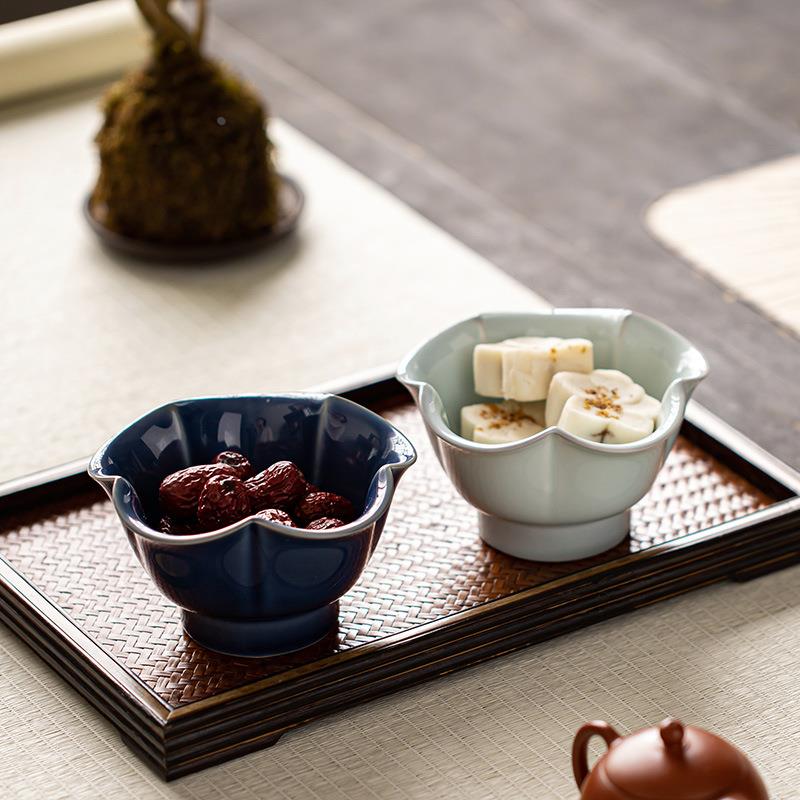 中式茶点盘高脚果盘可爱下午茶点心盘中式订婚摆台糕点盘陶瓷碟子