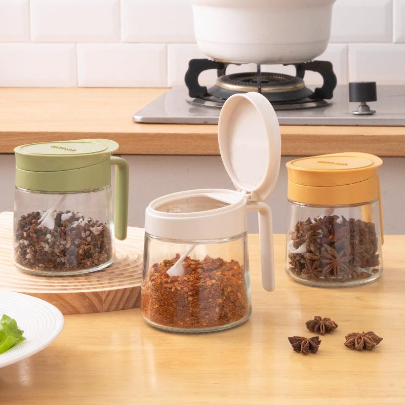 玻璃调味罐家用糖罐盐罐大容量收纳调味瓶厨房佐料瓶带勺套装定制