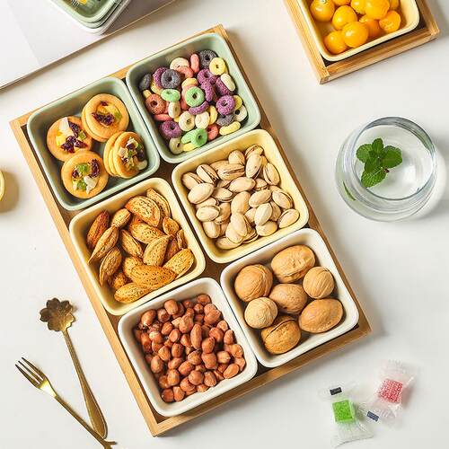 陶瓷分格水果干果坚果糖零食创意家用客厅KTV酒吧会所小吃酱料碟