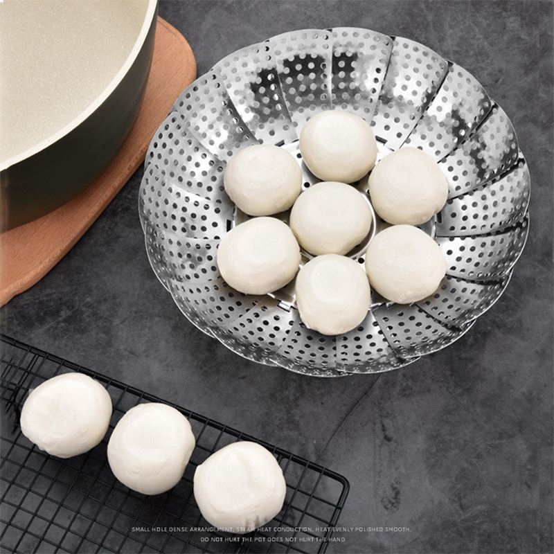 不锈钢折叠蒸架蒸笼隔水蒸格蒸菜架蒸盘蒸屉可伸缩沥水水果盘