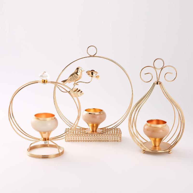 轻奢创意餐桌蜡烛台北欧装饰家用浪漫烛光晚餐道具烛台ins摆件定