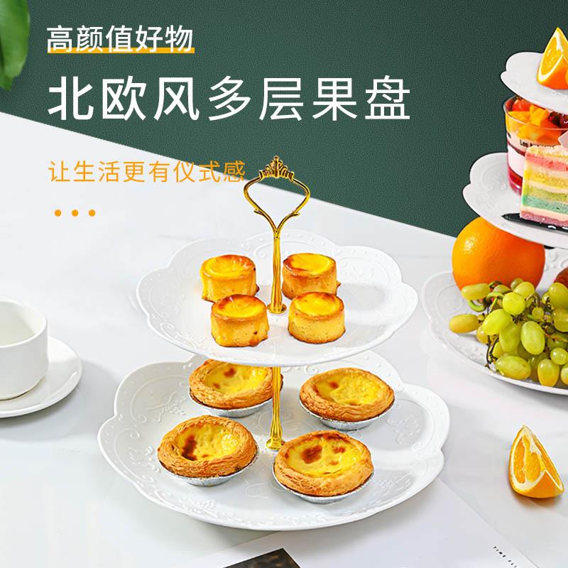 欧式新款水果盘多层旋转家用客厅茶几多功能塑料零食盘轻奢糖果盘