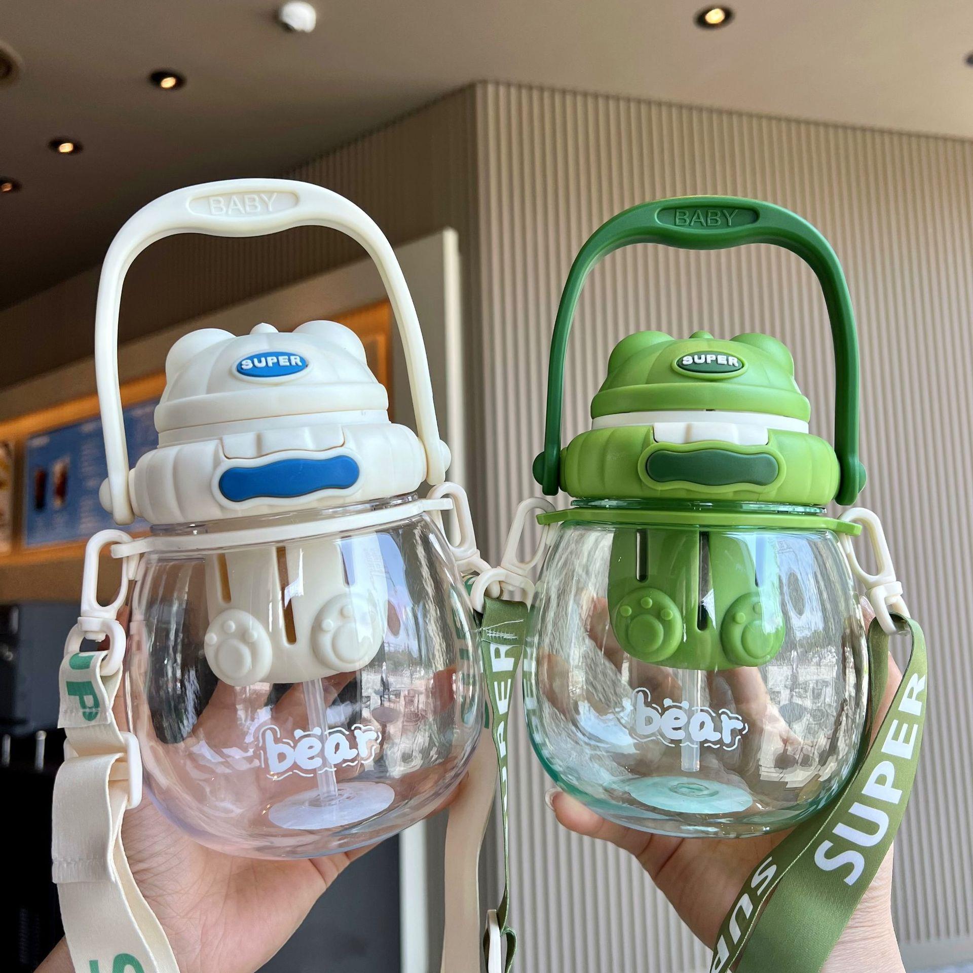 大容量塑料杯网红高颜值带茶漏大肚杯儿童学生吸管运动便携水杯子