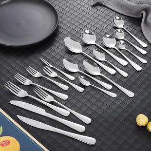 不锈钢1010牛排刀叉勺子酒店西餐刀加厚图片上水果叉套装logo定制