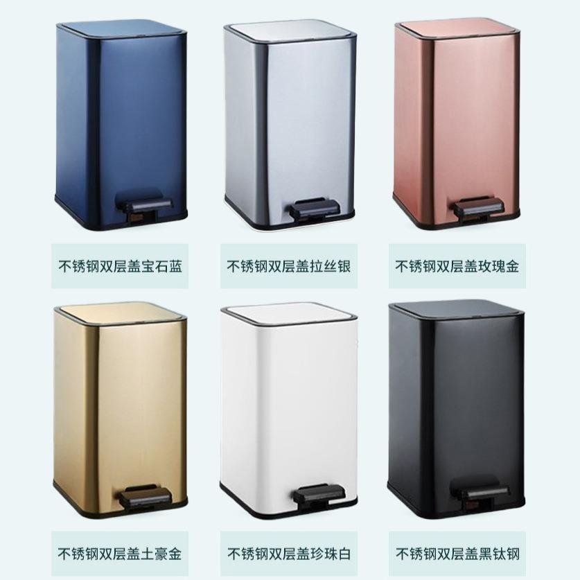跨境网红脚踩垃圾桶家用脚踏卫生间厨房客厅不锈钢垃圾纸篓方形定