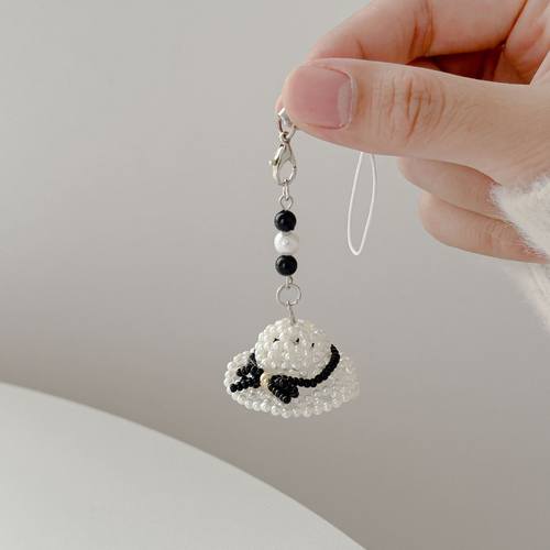 手工串珠小香风帽子手机挂绳可爱百搭包包挂饰ccd相机挂件钥匙链