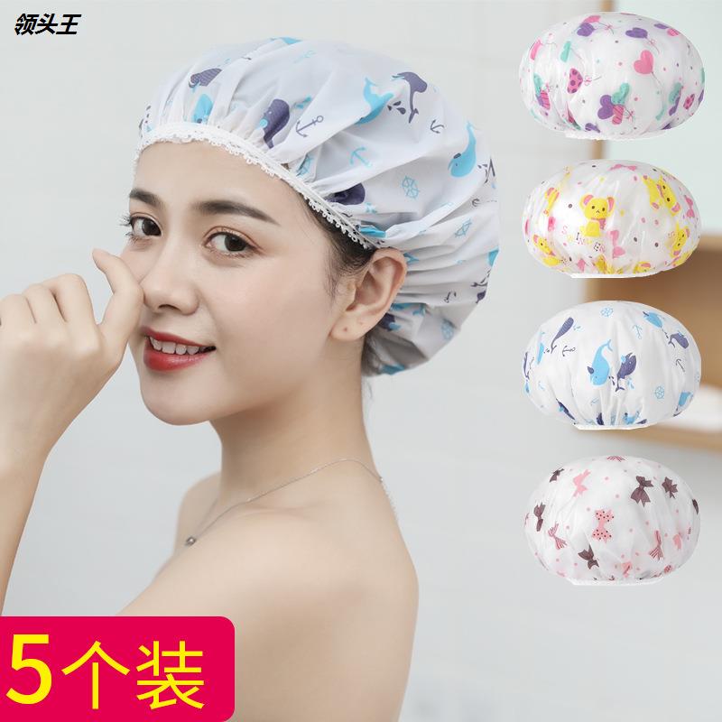 5个装厚防水浴帽成人沐浴帽女洗澡头套一次性厨房炒菜油烟帽子加