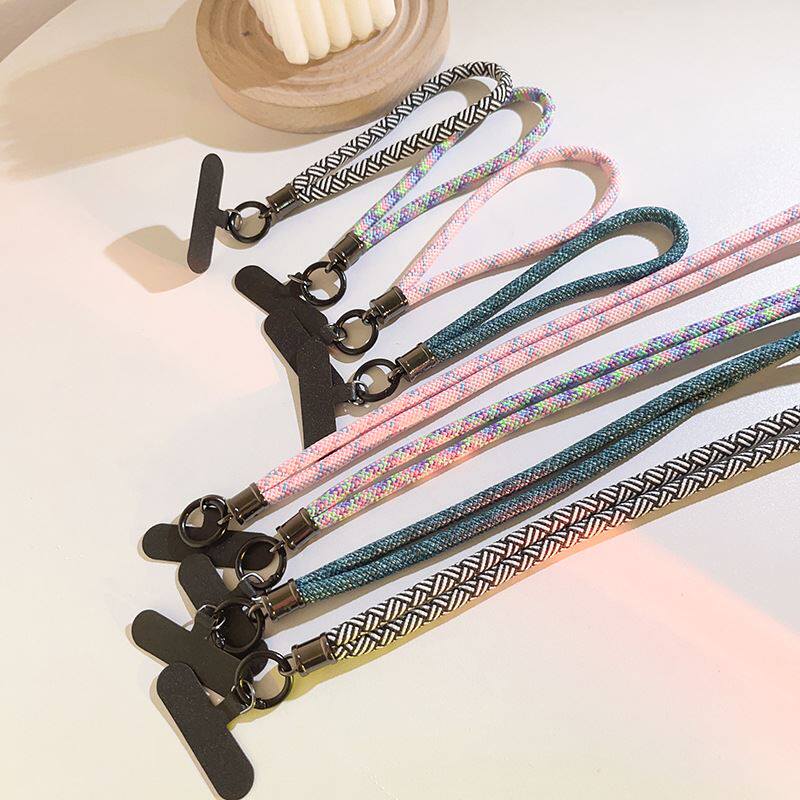 ins潮流混搭色编织斜跨加长绳短款手机挂绳通用挂链diy挂脖带户外