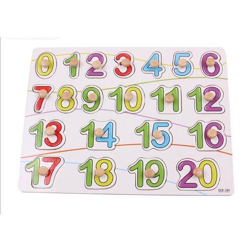 木制质数字0-20认知手抓板拼图拼板 儿童益智宝宝动手玩具