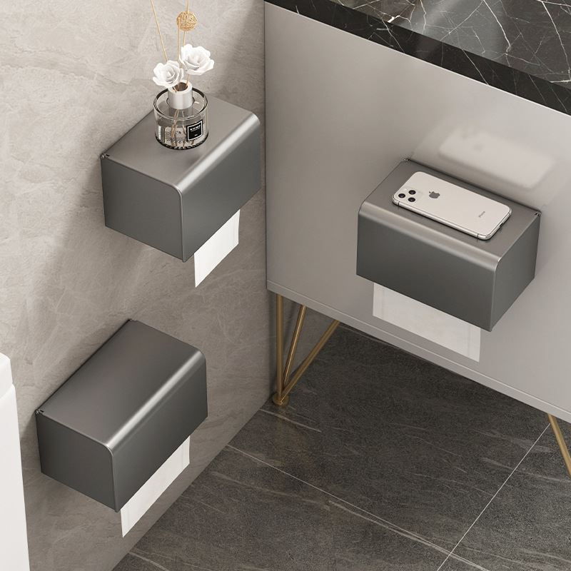 枪灰纸巾纸盒卫生间厕所厕纸置物免打孔手纸抽纸放置架防水壁挂式