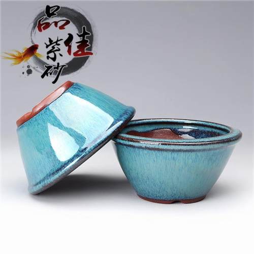 宜兴紫砂陶瓷花盆多肉花盆文竹绿植园艺个性创意圆形盆栽盆景花盆