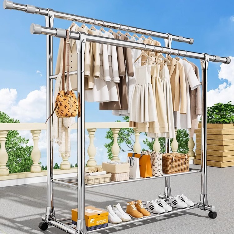 【全不锈钢】晾衣架落地立式家用伸缩卧室阳台晾衣架晒被架子
