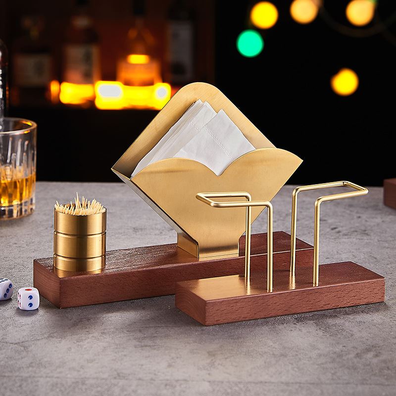 实木创意立式纸巾架咖啡厅酒店餐厅桌面餐巾纸架托简约餐桌纸巾座