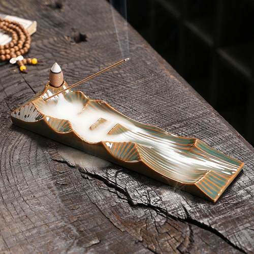 禅意陶瓷卧香线香多功能香插香薰炉 创意高山流水倒流香香炉定制