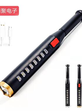户外LED强光远射手电筒 电量显示 家用USB充电棒球棒手电