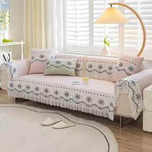 小清新夏凉沙发垫夏季通用提花2025新款蕾丝防滑皮坐垫套罩盖定制