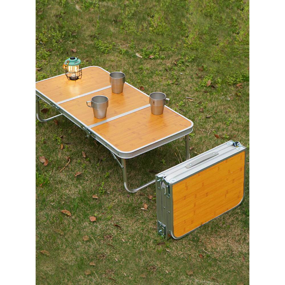 CLS户外折叠桌野餐烧烤竹板桌露营便携手提桌简易饭桌家用电脑桌
