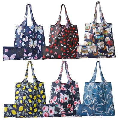 新款拉链折叠购物袋现货大容量环保折叠袋创意便携印花手提收纳袋