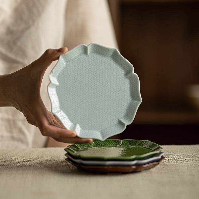 陶瓷家用水果盘中式茶点盘小号茶几供佛点心盘复古禅意干果坚果碟