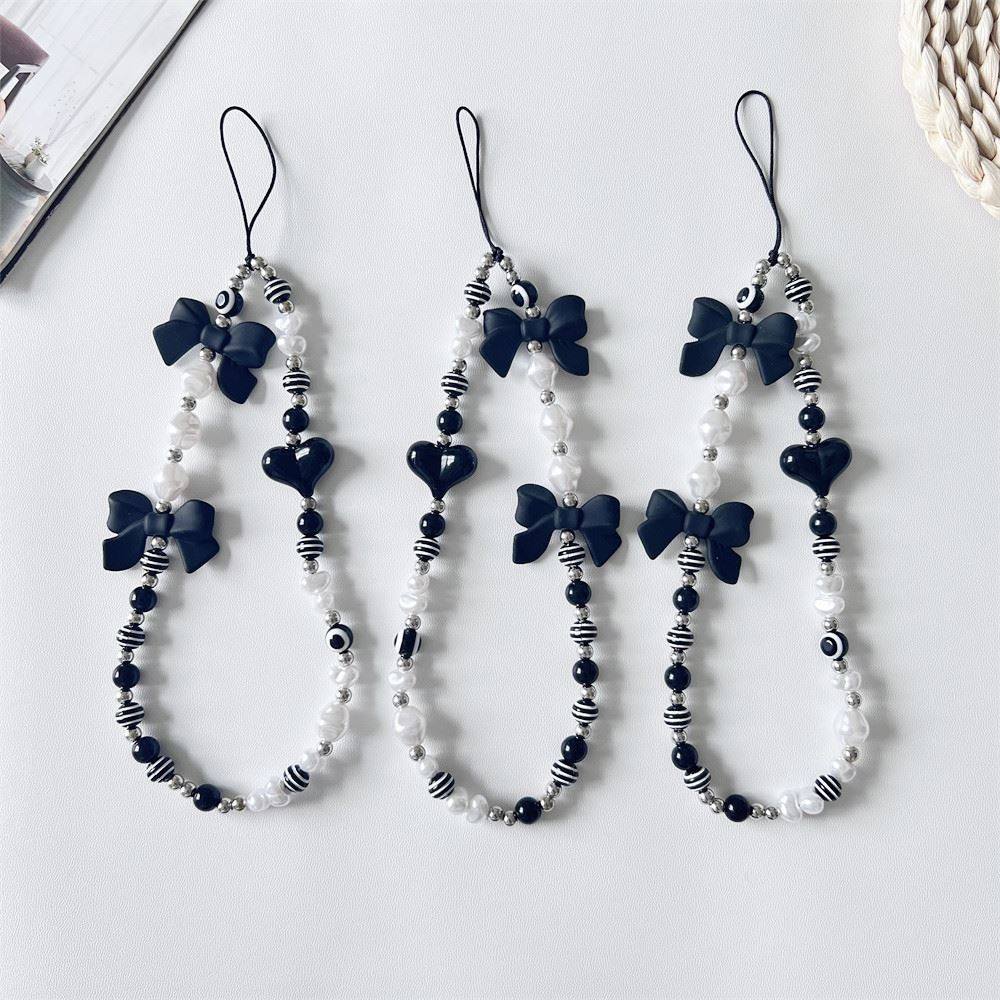 新款手机挂绳女短款创意串珠链挂饰爱心蝴蝶结手机链配件包包装饰