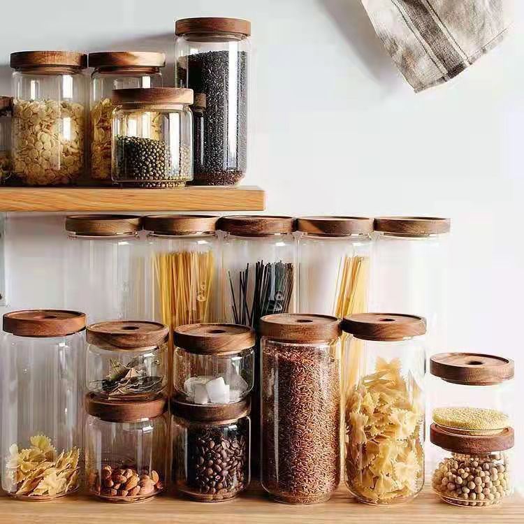 家用厨房透明玻璃罐杂粮花茶咖啡茶叶罐密封收纳罐 玻璃罐