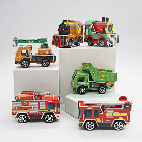 3d立体拼图工程车幼儿园纸质手工diy制作动脑益智儿童玩具