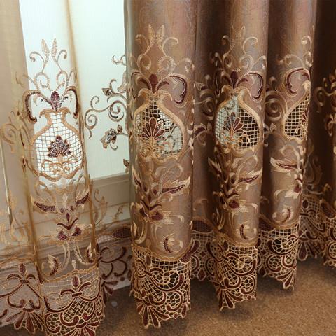 雪尼尔绣花窗帘窗纱纱纱帘成品加工柯桥窗帘客厅窗帘定制