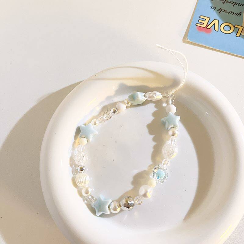 韩风ins星星串珠链条包包吊坠diy手工串珠小众百搭手机挂绳钥匙扣