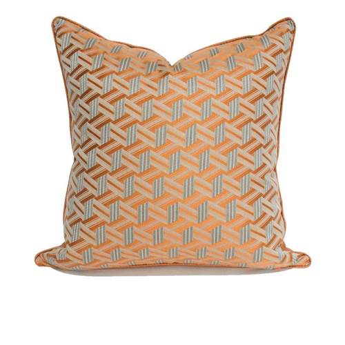 简约现代橙色床上靠垫套样板房软装设计师几何图案沙发抱枕套定制