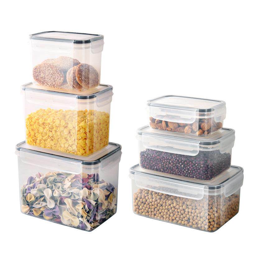 透明带盖塑料坚果谷物防潮收纳盒方形真空保鲜储存杂粮密封罐