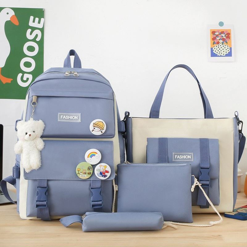 定制四件套学生书包女大容量印logo背包初中生高中生户外双肩包