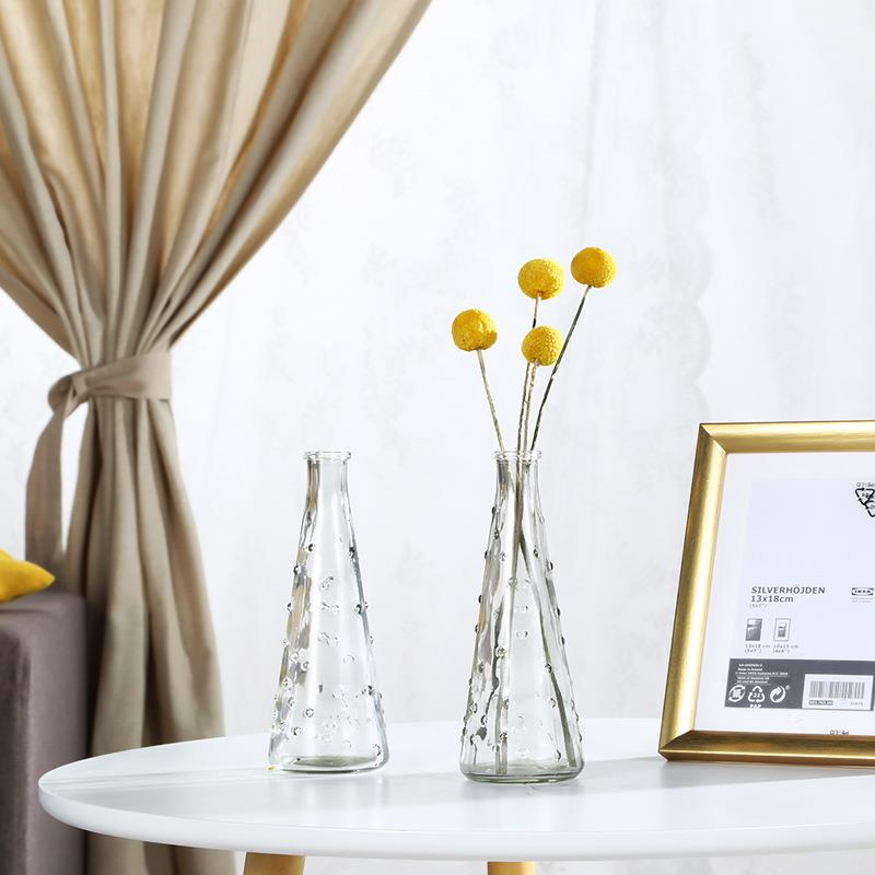简约玻璃花瓶透明创意锥形单支水培植物客厅桌面插花装饰摆件定制