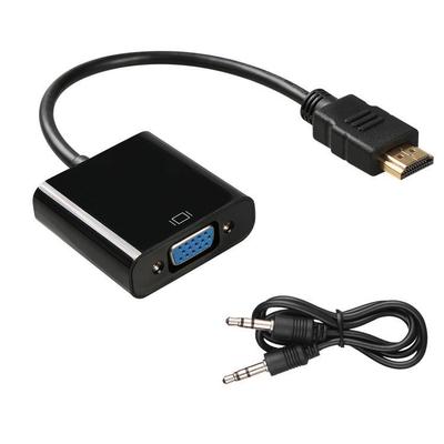 外贸 HDMI转VGA1080P高清电脑转接线带音频hdmi to vga转换器定制