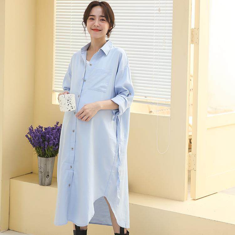 2022秋冬新款哺乳连衣裙外出秋装翻领哺乳衣潮妈秋季孕妇长裙喂奶