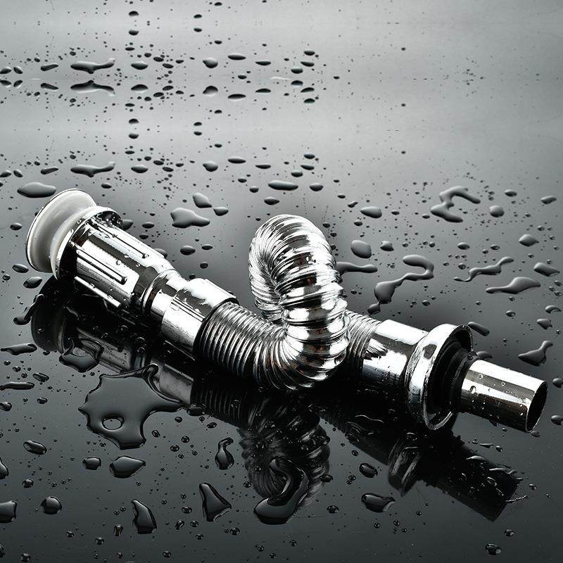 连体电镀翻板下水管面盆台盆下水管下水器菜盆单双槽下水管定制