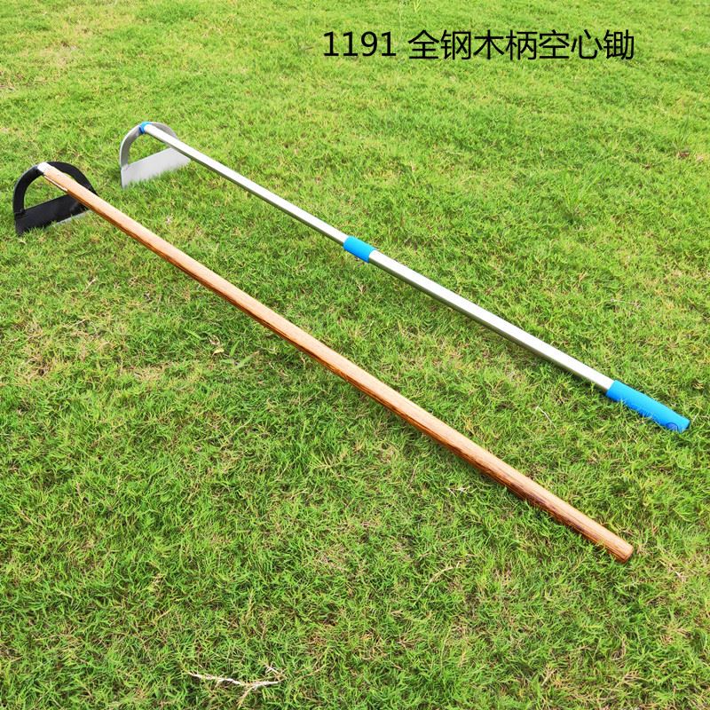 淬火全钢木柄立镰 空心锄 长柄窗锄1.2米 半圆T型锄 除草锄头