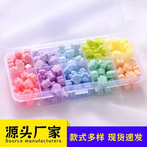小盒猫爪火漆印章蜡粒半透光果冻色十格混装小盒装猫爪火漆蜡粒定制