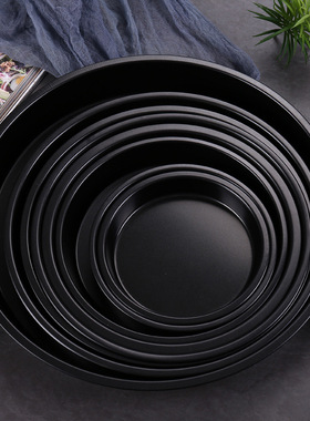 直销6-14寸不粘披萨盘黑色碳钢比萨模具 烘焙piz盘烘焙模具