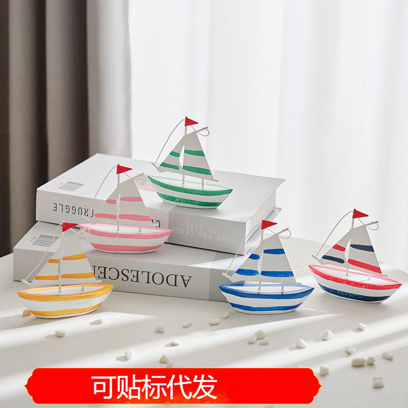 地中海小模型摆件一帆风顺铁艺船工艺品创意家居装饰客厅酒柜
