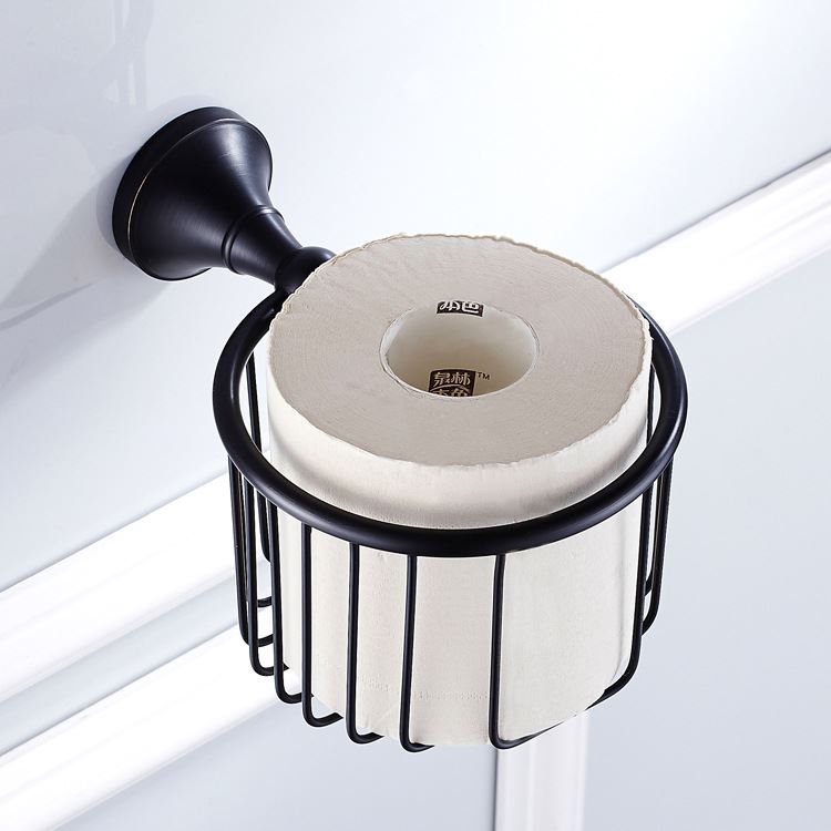 供应黑古铜纸巾篓黑色纸巾架抽纸篮铜材质欧式厨卫五金挂件价